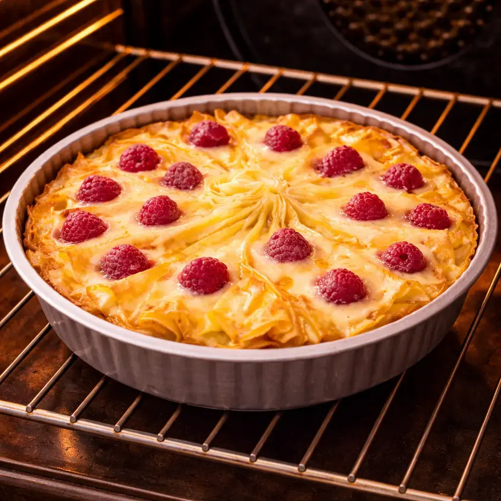 Ruffled Milk Pie with Raspberries