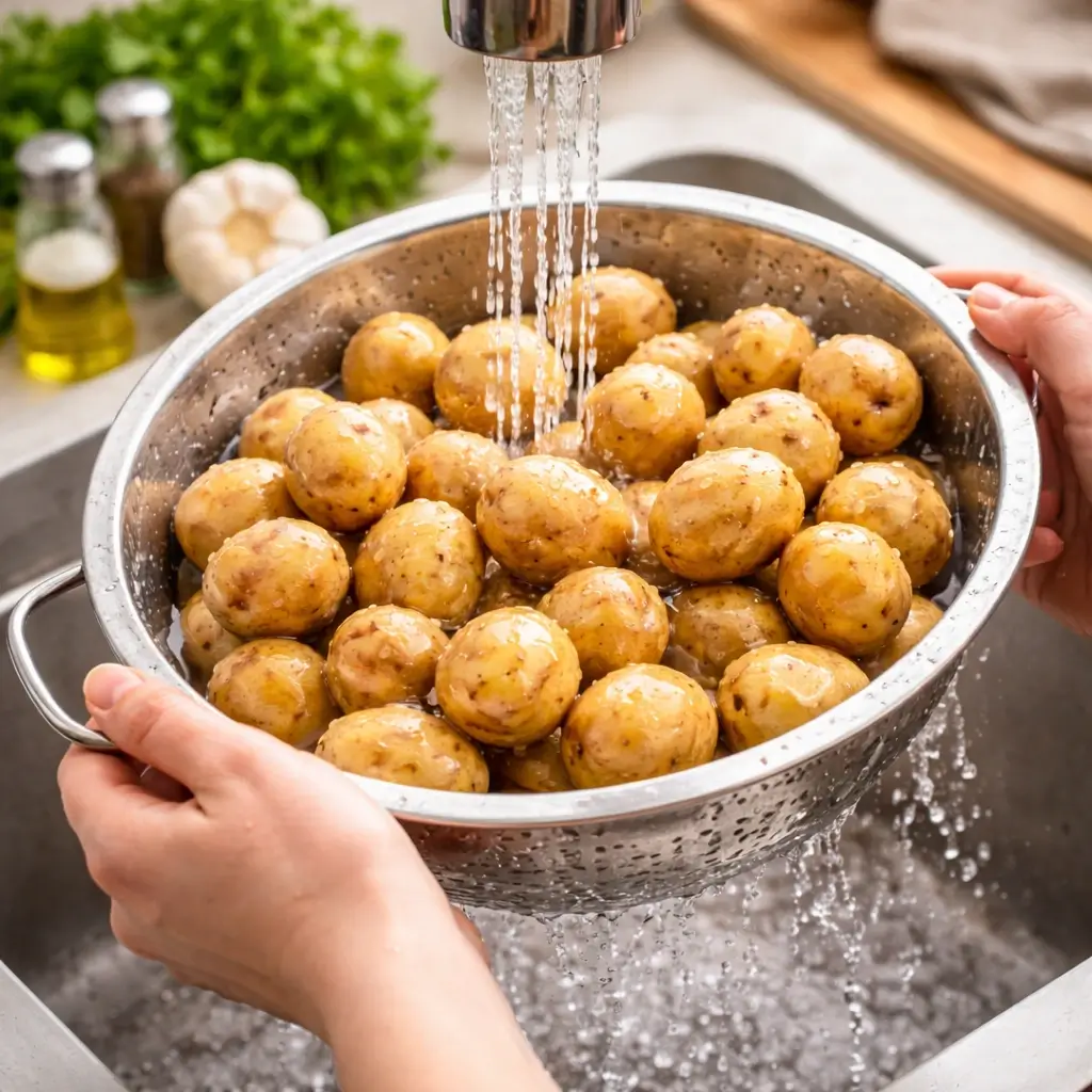 Crispy smashed potatoes with cheese