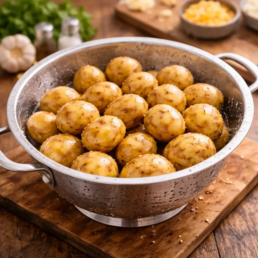 Crispy smashed potatoes with cheese