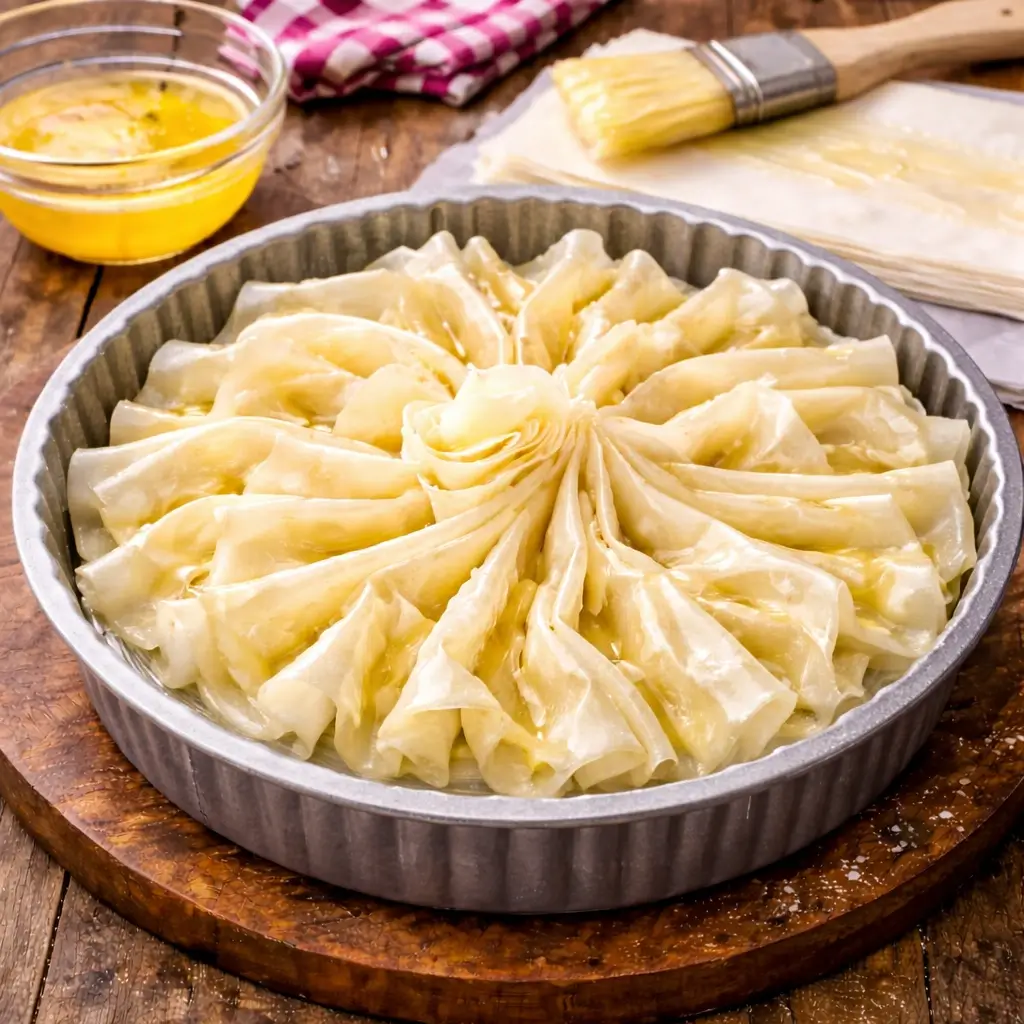 Ruffled Milk Pie with Raspberries