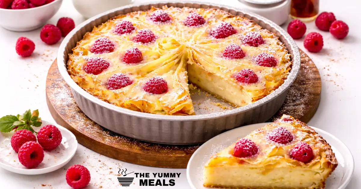 Ruffled Milk Pie with Raspberries