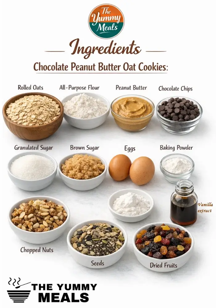 Chocolate Peanut Butter Oat Cookies