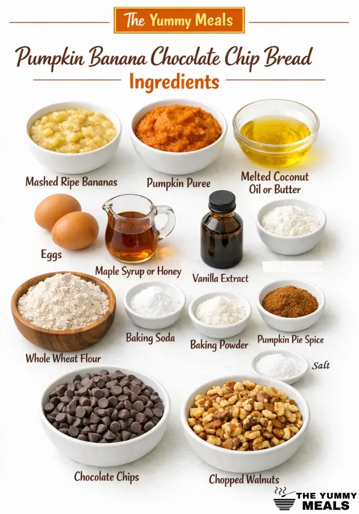 Pumpkin Banana Chocolate Chip Bread