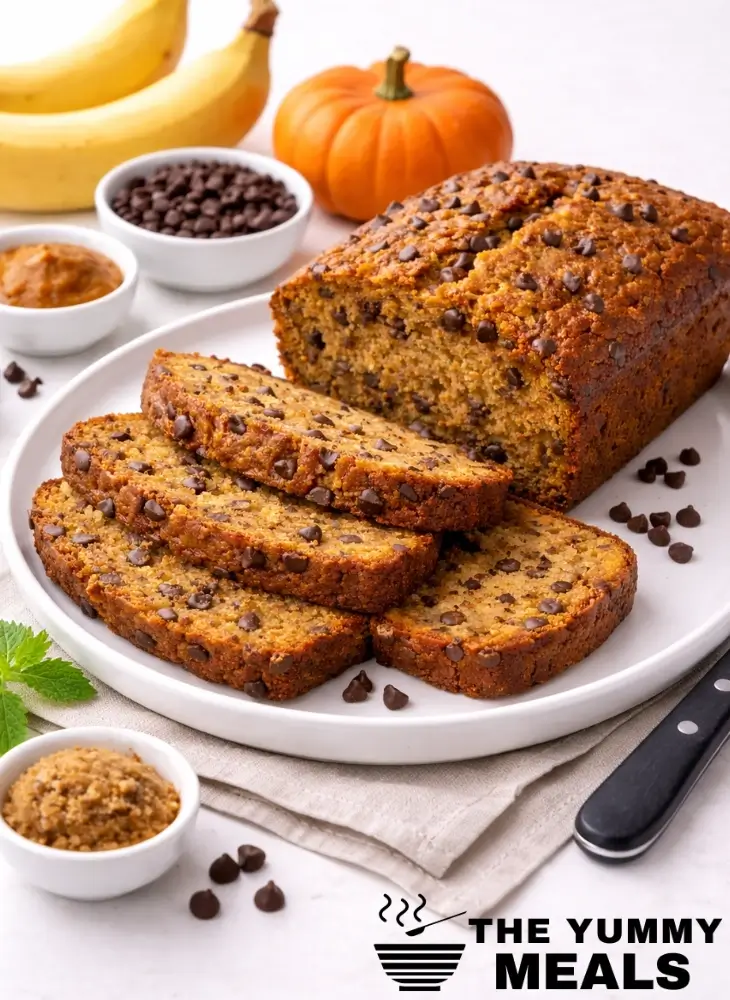 Pumpkin Banana Chocolate Chip Bread